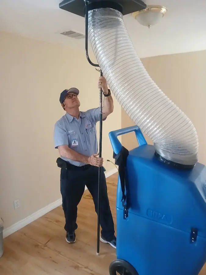 Mini Split Installation technician using HEPA equipment in Destrehan